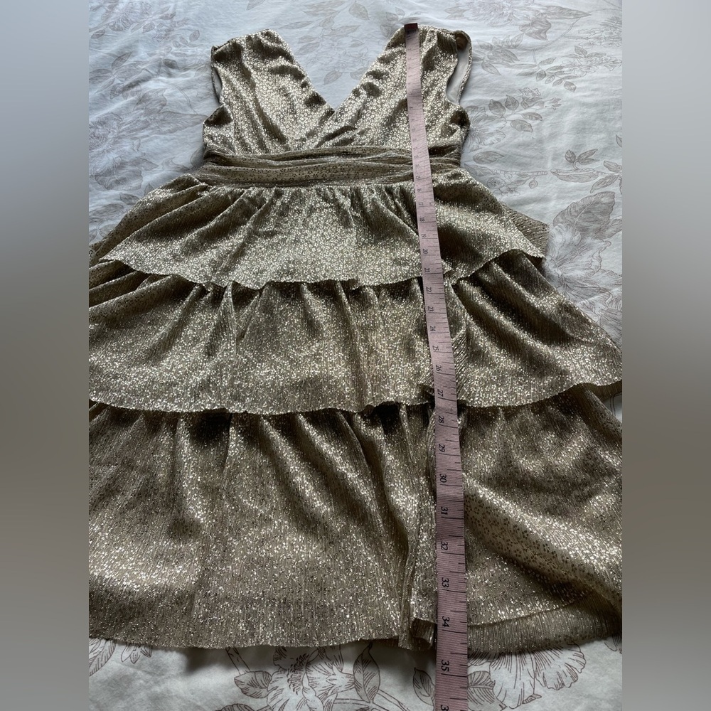 Lilly Pulitzer Faye Metallic Gold Ruffle Mini Dress XS Preppy Cocktail Formal - Picture 11 of 11